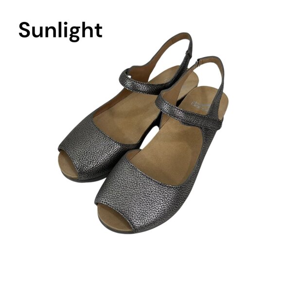 Dansko Womens Slingback Wedge Sandals Metallic Gray Open Toe Comfort Shoes SZ 36 - Picture 1 of 9